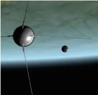 Fotografía del satélite Sputnik en órbita sobre la Tierra.