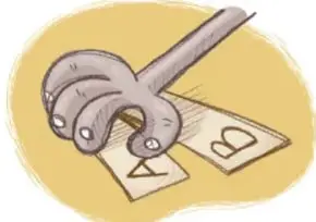 Siete ilustraciones con manos de dibujo animado sobre fondos amarillos: acomodar fichas con letras en orden, hoja en blanco sostenida, dos manos que se pasan una hoja (intercambio), mano escribiendo o borrando una hoja, dos globos de diálogo con las letras AB y CD, hoja brillante sostenida en alto, y varias manos trabajando juntas en un tablero.