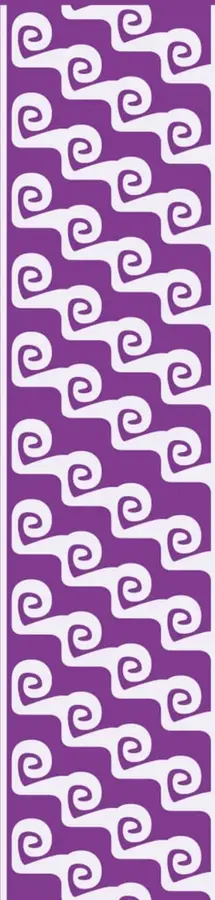 Franja decorativa color morado con patrones de espirales blancas.