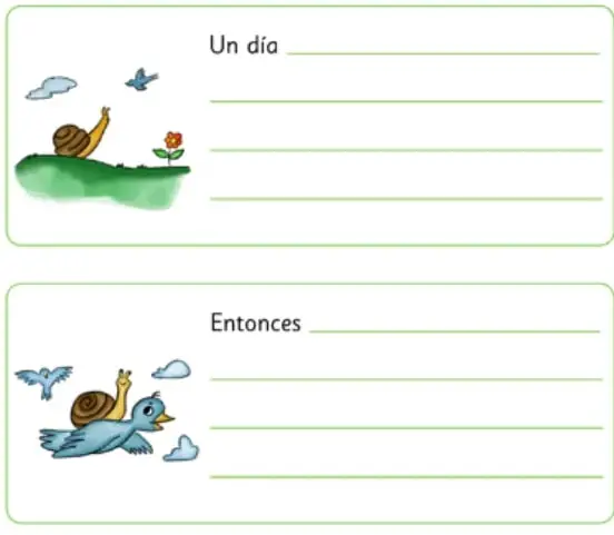Ilustración de un caracol sobre el pasto mirando a un pájaro volar y una flor.