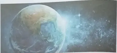 Imagen de la Tierra con líneas para conectar a características del Sol, Tierra, Luna.