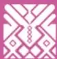 Ornamento geométrico de la Colección Ximhai en color magenta sobre fondo rosa.