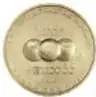 Fotografía del reverso de la moneda de oro 'Mil pesos, Copa Mundial de Fútbol, México 1986', con ficha de datos: oro, diámetro 32 mm, Colección Casa de la Moneda de México, Museo Numismático Nacional.
