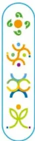Íconos orgánicos de colores que representan cada campo formativo, dentro de una cápsula con borde azul.
