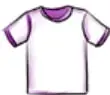 Ilustración de una camiseta blanca con cuello morado.