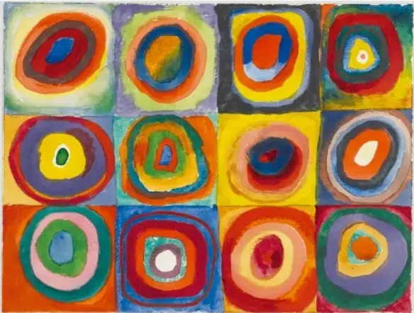 Obra 'Sin título' (1922) de Kandinsky: composición abstracta con líneas rectas, curvas, trazos y colores tenues sobre fondo claro.
