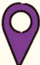 Icono de un marcador de mapa morado con un círculo blanco en el centro.