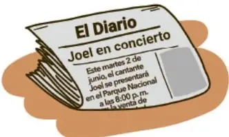 Folleto abierto titulado 'Joel en México' con notas musicales y texto informativo.