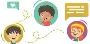 Ilustraciones de niños relacionadas con la competencia comunicacional y la lectura.