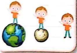 Una ilustración compara el peso de una persona en la Tierra y en la Luna.