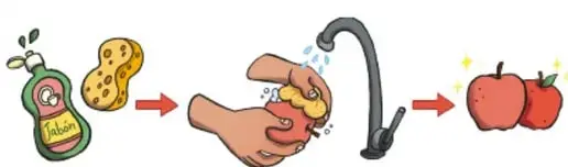 Niña bebiendo un vaso de agua junto a jarra y vaso, con la leyenda 'Tomar agua potable'.