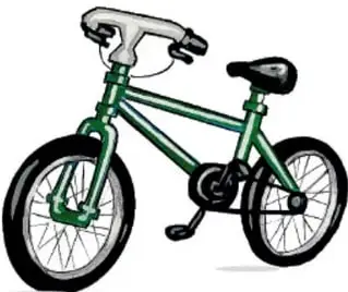 Ilustración de una bicicleta verde. Crédito: Alma Guadalupe Vázquez Rosales, San Luis Potosí.
