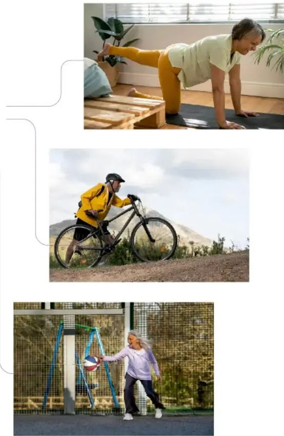 Persona andando en bicicleta de montaña por un camino de tierra, con casco y ropa deportiva.