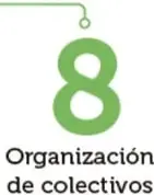 Etiquetas verticales de las grandes etapas: DESARROLLO, COMUNICACIÓN, ORGANIZACIÓN.