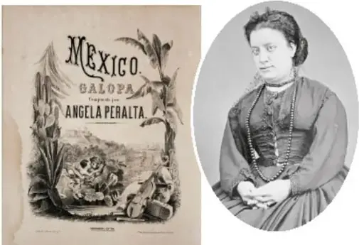 Portada de la partitura 'México' con el nombre de Ángela Peralta.