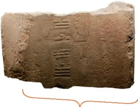 Fotografía de la Estela C, piedra rectangular con inscripciones de barras y puntos.