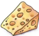 Ilustración de un trozo de queso con agujeros