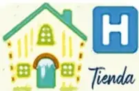 Casa con letrero 'Tienda' y una letra H azul.