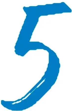 El número $-5$ pintado en azul con trazos de pincel estilo manuscrito.
