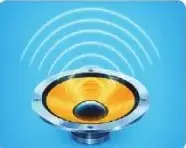 Imagen de un parlante emitiendo ondas sonoras.