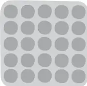 Ilustración de una bandeja de huevos con 30 espacios ordenados en 5 filas de 6, todos vacíos.