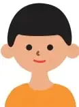 Ilustración de Rodrigo, un niño de pelo negro y polera naranja.