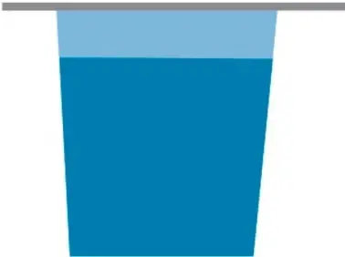Vaso con agua azul.
