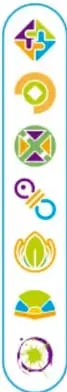Columna vertical con siete iconos de colores que representan los Ejes articuladores: Inclusión, Pensamiento crítico, Interculturalidad crítica, Igualdad de género, Vida saludable, Apropiación de las culturas a través de la lectura y la escritura, y Artes y experiencias estéticas.
