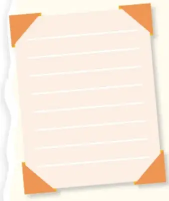 Hoja de papel con esquinas naranjas