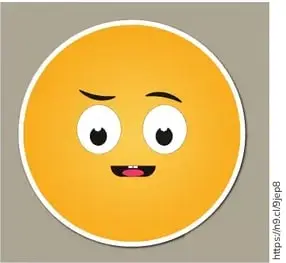 Emoji amarillo con una ceja levantada y expresión de sorpresa.