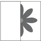 Tres opciones: flor con pétalos hacia abajo, flor con pétalos hacia arriba y flor con pétalos hacia la izquierda.