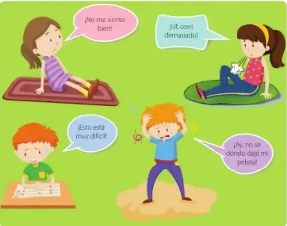 Cuatro niños mostrando emociones diferentes.