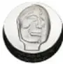 Medalla de plata (anverso) con inscripciones: Dualidad Mexica siglo XVI, Miguel Ángel siglo XV, Cruce de Caminos. Medalla, México, 1992, plata, diámetro 65 mm, Colección Casa de Moneda de México, Museo Numismático Nacional.
