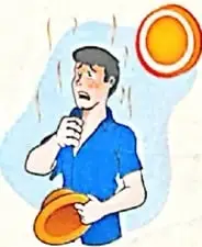 Ilustración de una persona protegiéndose del calor junto a un texto sobre olas de calor en Europa.