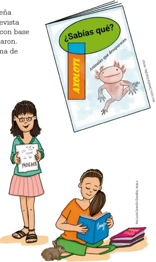 Portada de una revista con el título "¿Sabías qué?" y la imagen de un ajolote, con el texto "Animales que desaparecen".