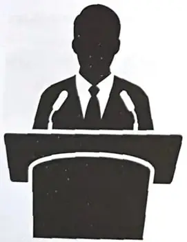 Recuadro de competencia digital que propone escuchar un discurso de un candidato presidencial.