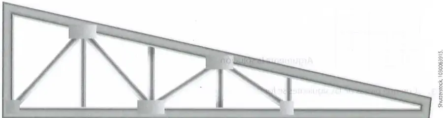 Estructura metálica triangular formada por barras horizontales, verticales e inclinadas.