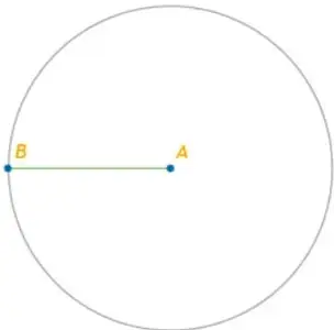 Pentágono regular inscrito con vértices marcados.