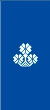Logotipo decorativo de la colección editorial con forma de flores geométricas en blanco sobre fondo azul.