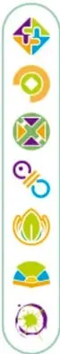 Columna con siete iconos de colores que representan los Ejes articuladores.