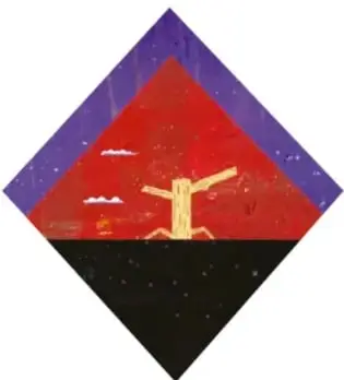 Ilustración de los espantagentes: la mujer peluda, el sombrerón con su sombrero de colores y el duende de barba morada, pintados en estilo popular.