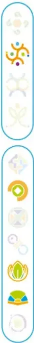 Barra decorativa vertical con iconos de ciencias y naturaleza