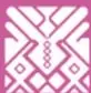 Ornamento geométrico de estilo textil mexicano en color magenta sobre fondo blanco.