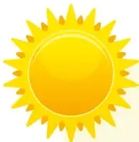 Sol amarillo brillante junto a la rima con palabras con h resaltadas en rojo.