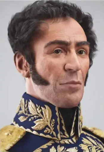 Retrato de Simón Bolívar con uniforme militar.