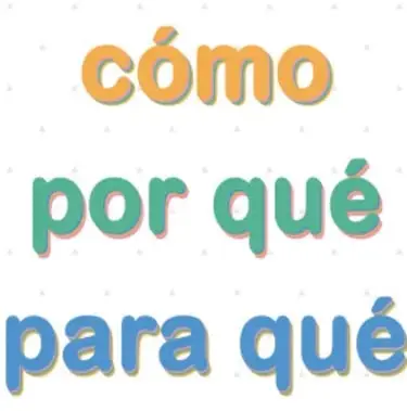 Recurso gráfico con las palabras «cómo», «por qué» y «para qué» en distintos colores, ejes de la exposición del evento.