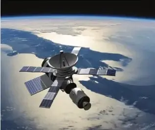 Imagen de un satélite orbitando sobre la Tierra, relacionada con el estudio del planeta y el territorio.