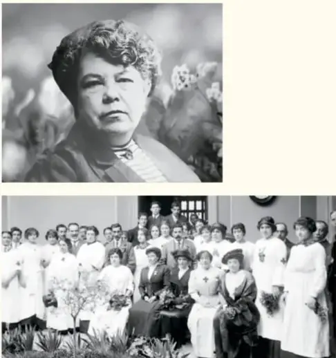 Retrato en blanco y negro de Matilde Montoya Lafragua, mujer de mediana edad con cabello corto ondulado y vestimenta de época.