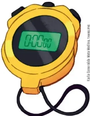 Cronómetro digital amarillo con pantalla que muestra 00:00:00.