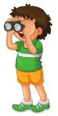 Niño con binoculares (SEE).